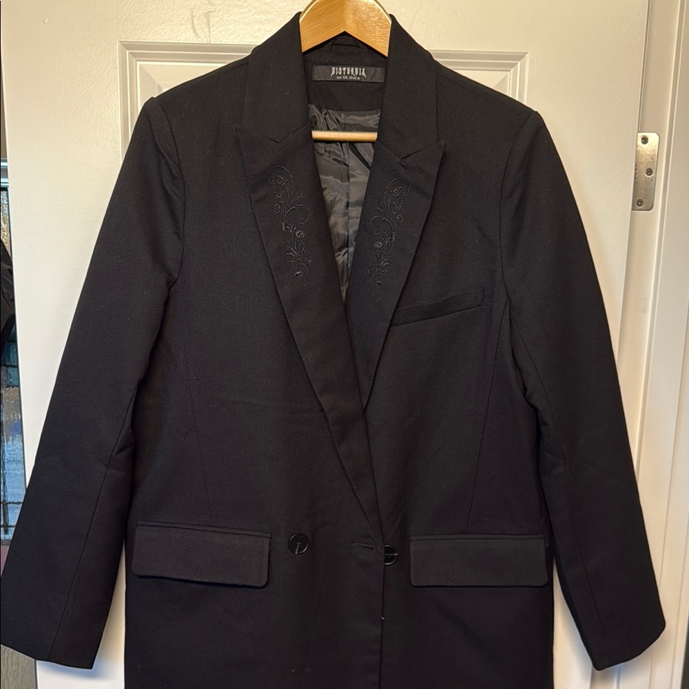Disturbia Black Poe Double Breasted Oversized Blazer size 6